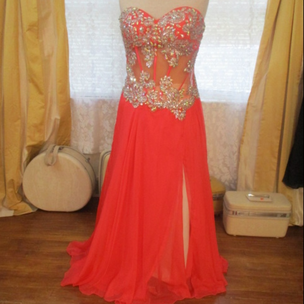 Faux 2 pc Illusion waist Royal Queen Dress Gown